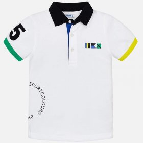 Mayoral White Polo Shirt with Colour Detail Style 3111