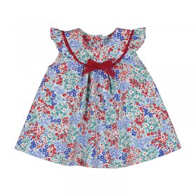 Mayoral Floral Dress with Yoke Trim Style 1831 - Mars Red