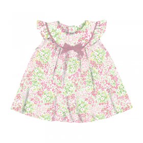 Mayoral Floral Print Dress with Yoke Detail Style 1831-Baby Pink