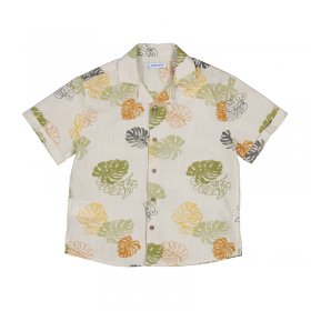 Mayoral Tropical Leaf Print Button Down Shirt Style 3114 -Iguana
